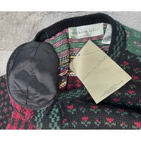 Northern Isles Sweater Cardigan Womens Large Fair Isle Patchwork Pockets 90s NEW - Picture 5 of 11